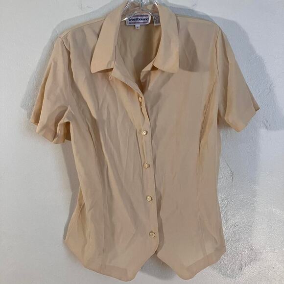 Vintage 90s Westbound Light Yellow Button Up Blouse‎ - Picture 1 of 4
